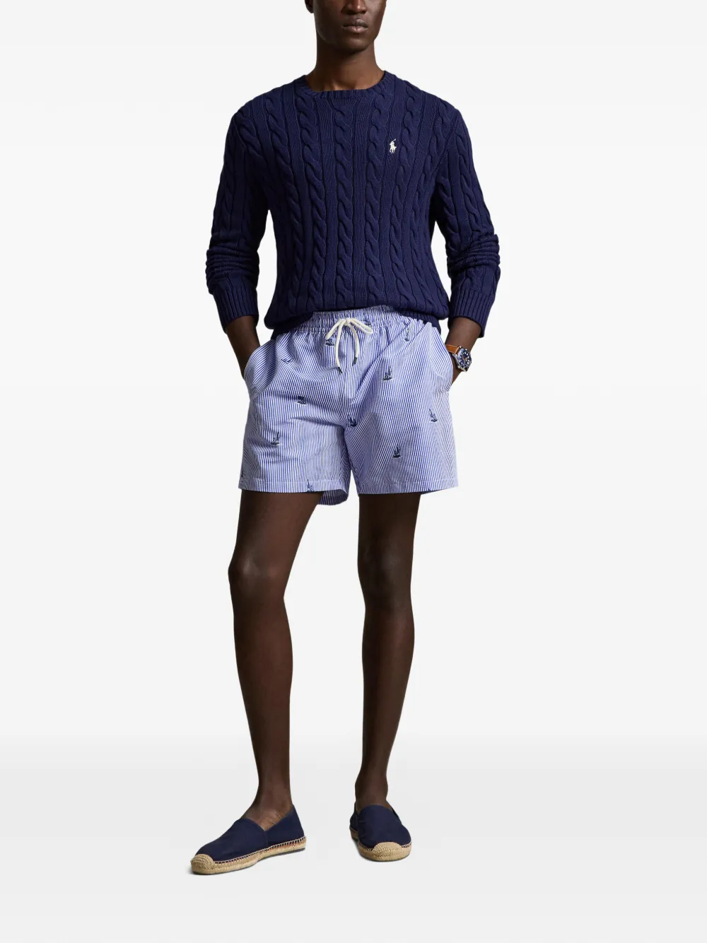  Polo Ralph Lauren Bañador A Rayas Con Motivo De Veleros - Azul 
