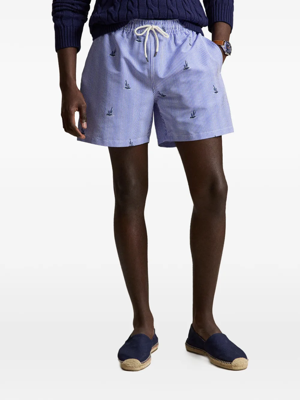  Polo Ralph Lauren Bañador A Rayas Con Motivo De Veleros - Azul 