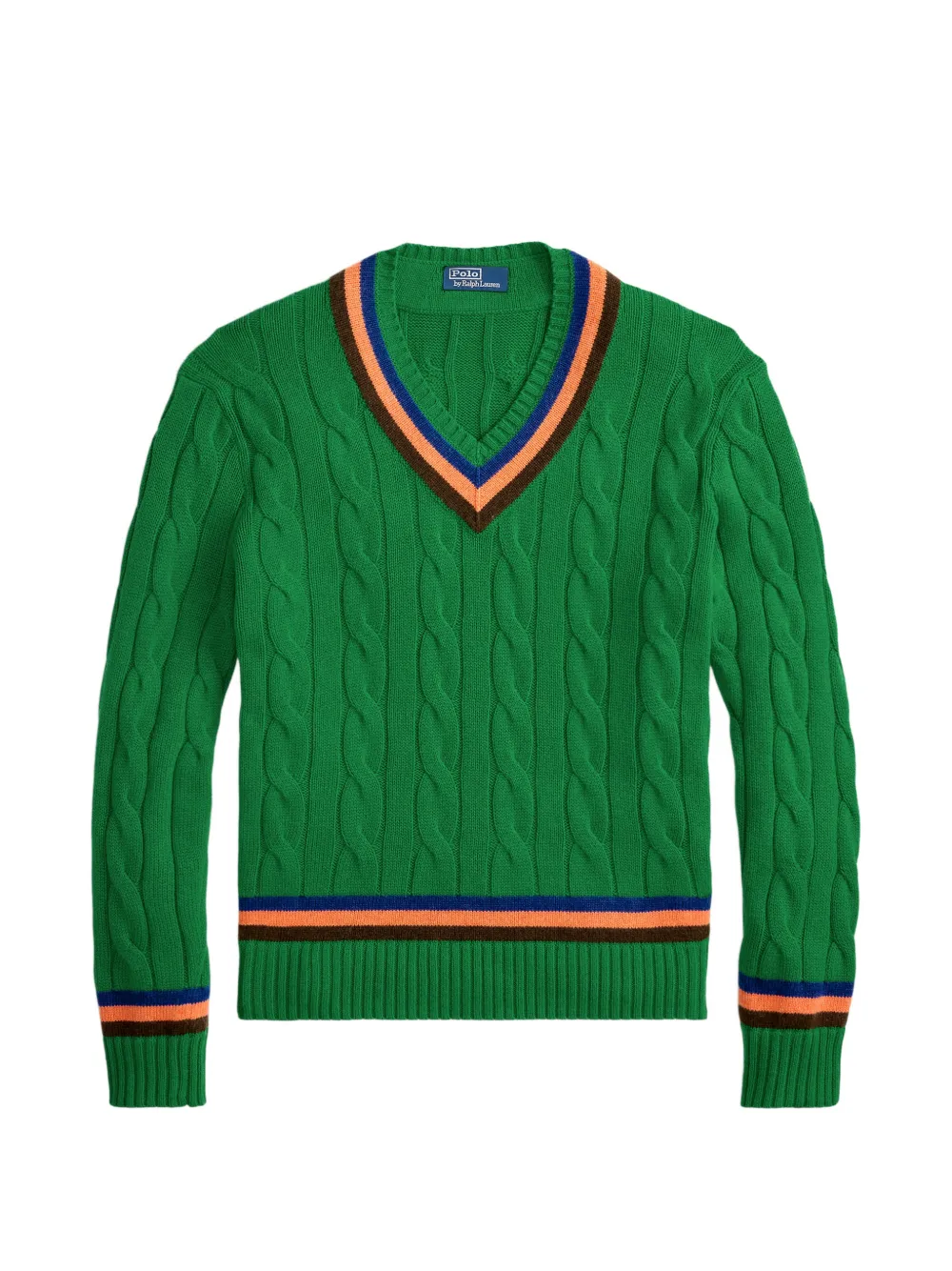Polo Ralph Lauren Cable-knit Wool-cotton Cricket Jumper In Green