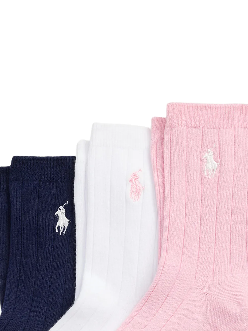 POLO RALPH LAUREN KIDS Drie paar geribbelde sokken met geborduurde pony Blauw