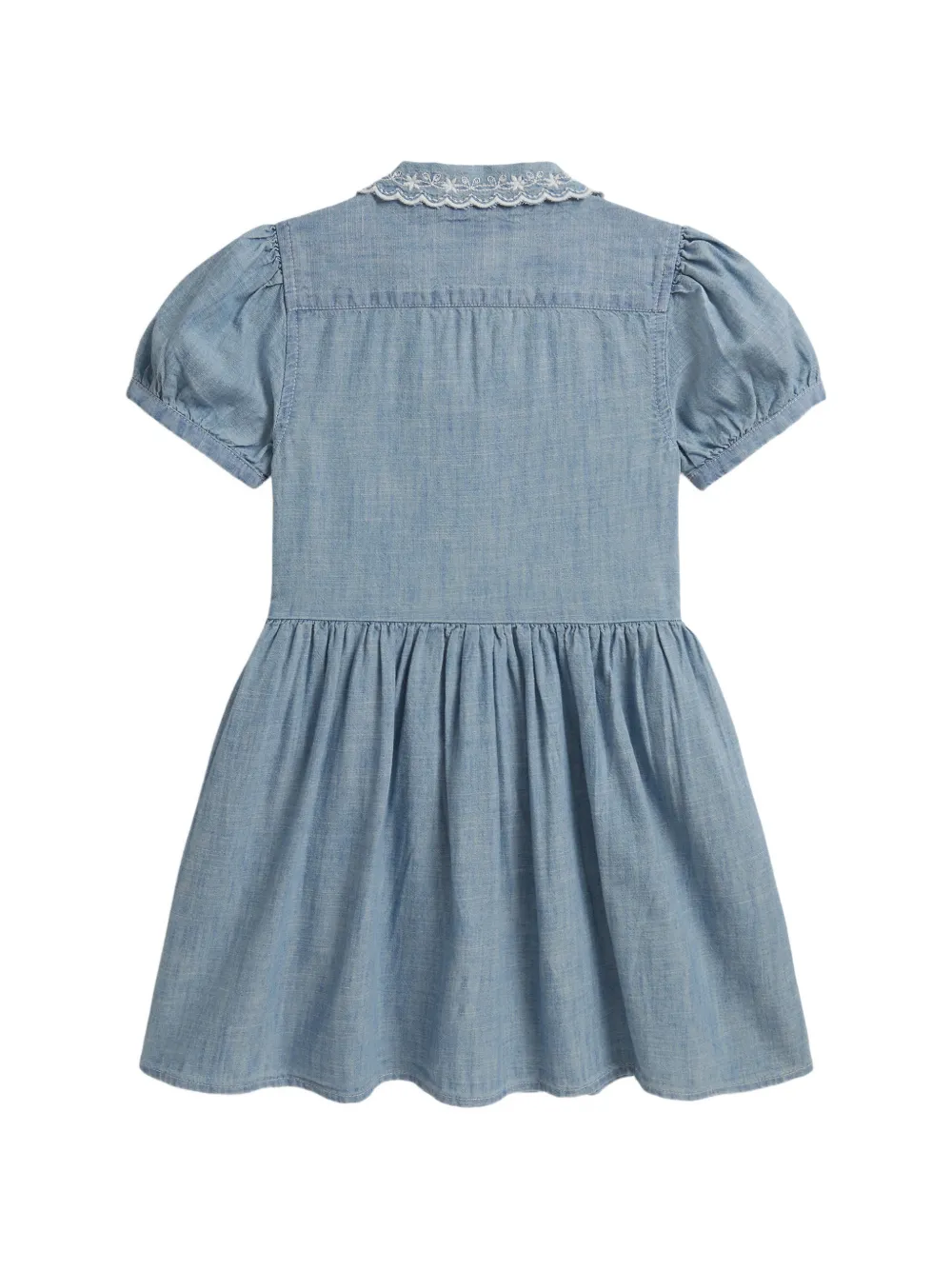 POLO RALPH LAUREN KIDS Gesmockte katoenen shirtjurk met borduurwerk Blauw