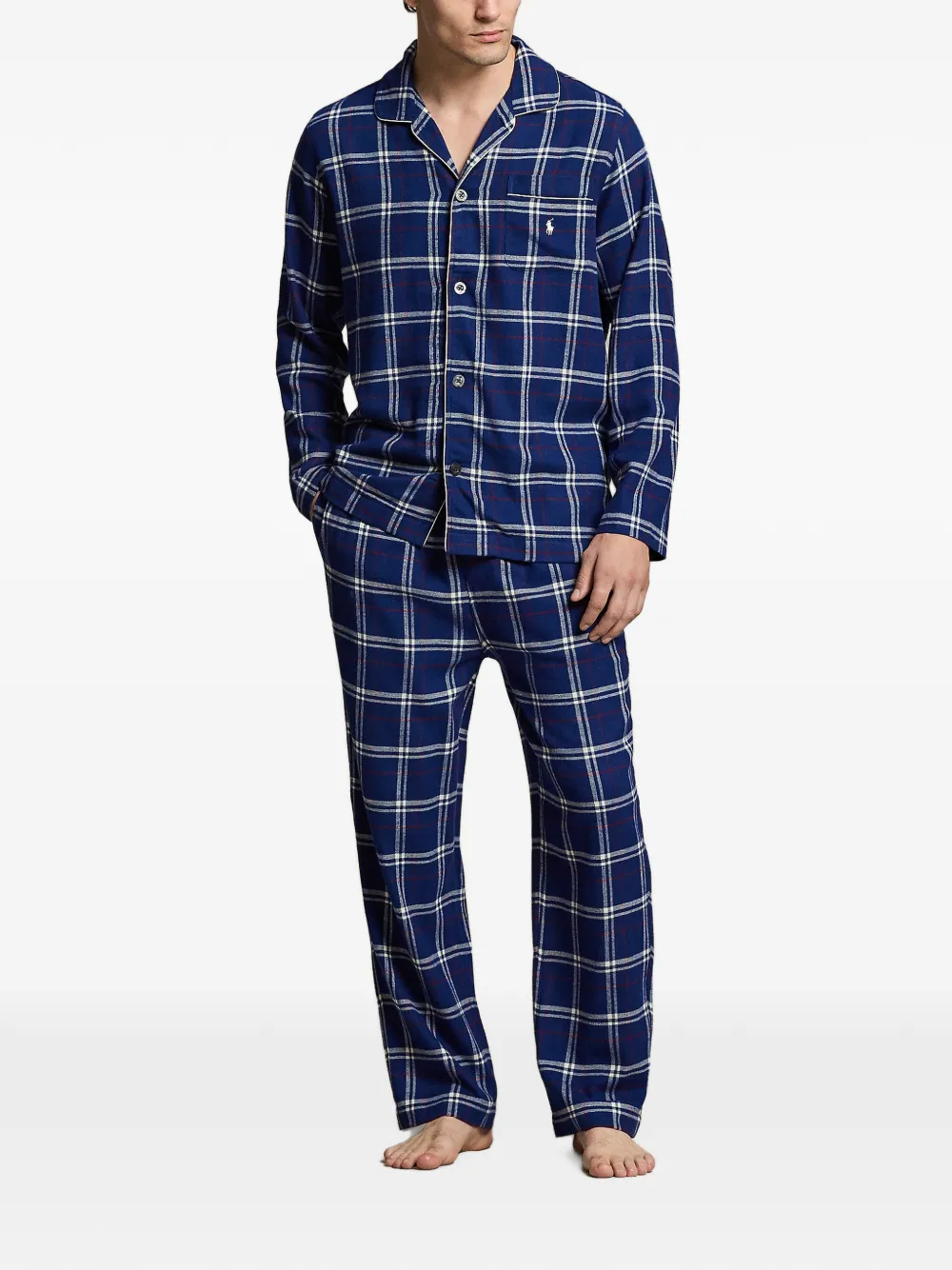 Polo Ralph Lauren Geruite flanellen slaapset Blauw