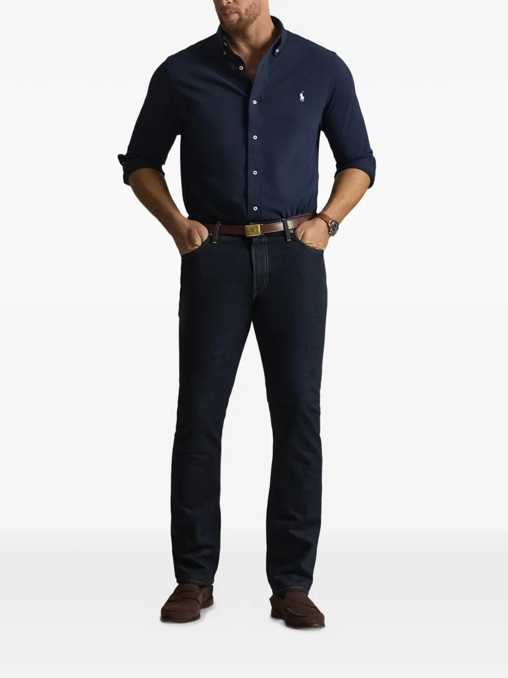 Polo Ralph Lauren Mesh overhemd met borduurwerk Blauw