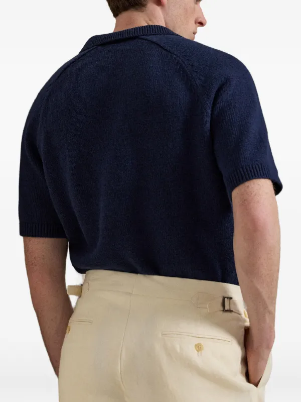 Polo Ralph Lauren logo-intarsia short-sleeve Sweater | Blue | FARFETCH