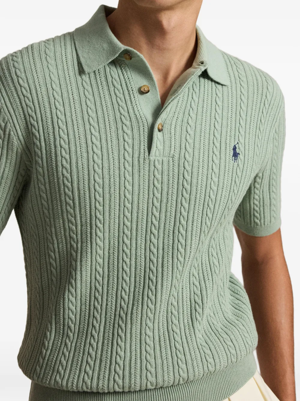Polo Ralph Lauren Kabelgebreide polotrui met borduurwerk Groen