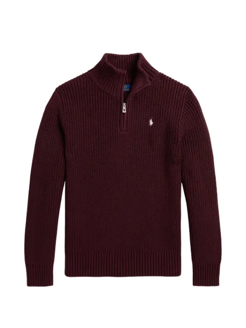 POLO RALPH LAUREN KIDS half-zip ribbed-knit sweater