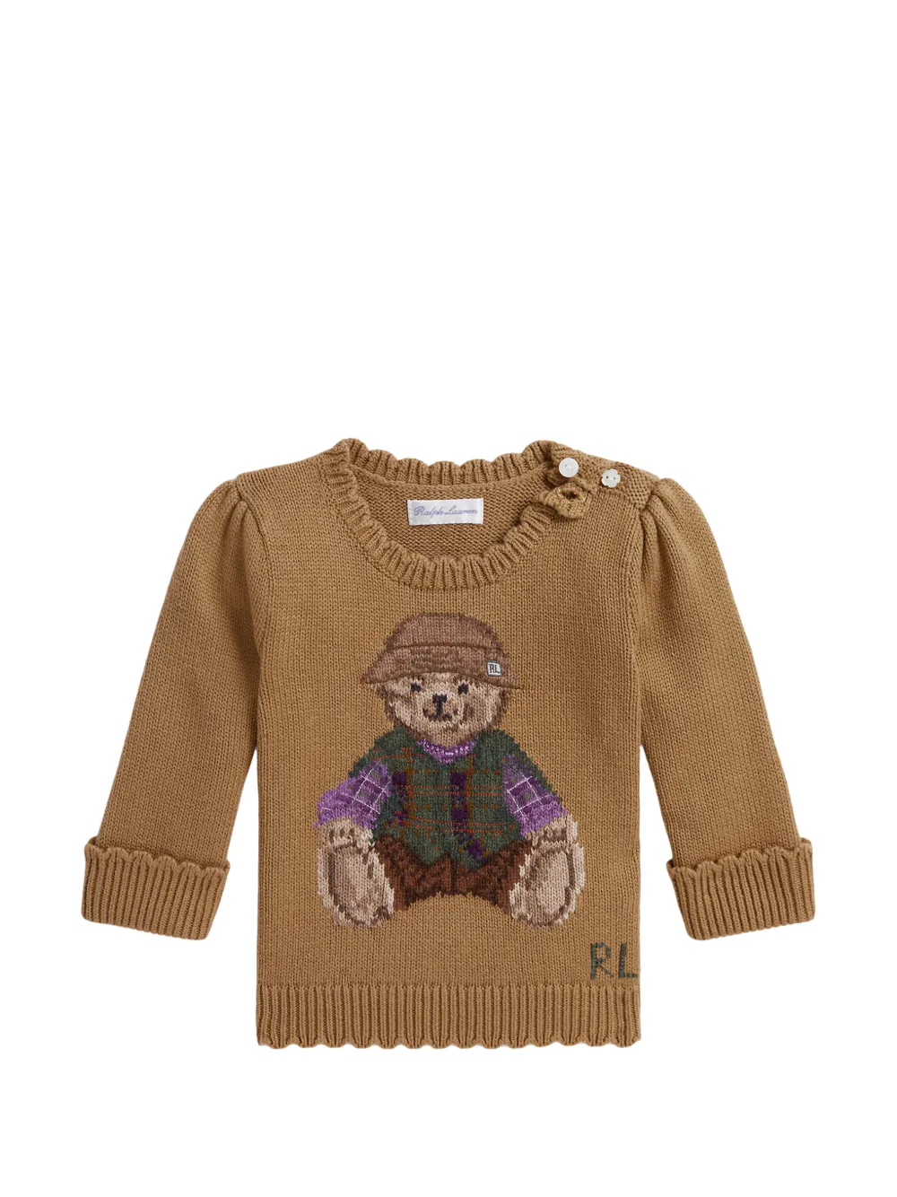 POLO RALPH LAUREN KIDS Maglione Polo Bear con orlo a smerlo - Toni neutri