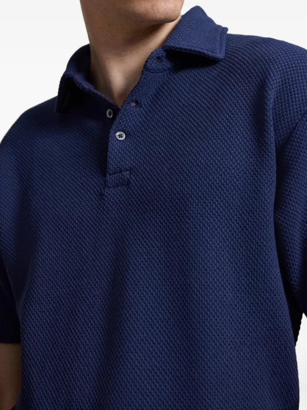 Polo Ralph Lauren Textured Polo Shirt | Blue | FARFETCH ZA