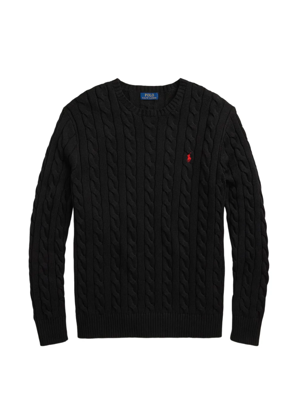 Polo Ralph Lauren Pony-Pullover mit Zopfmuster - Schwarz