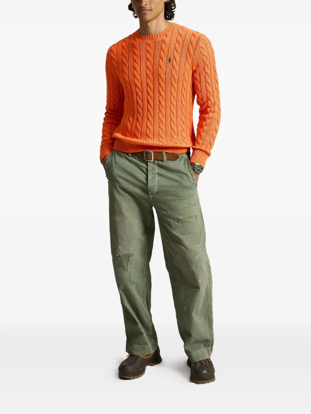 Polo Ralph Lauren Kabelgebreide trui met ponypatroon Oranje