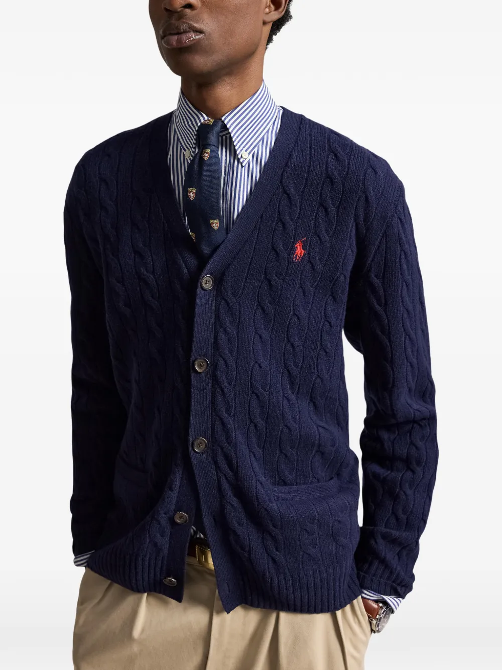 Polo Ralph Lauren Kabelgebreid vest met V-hals Blauw