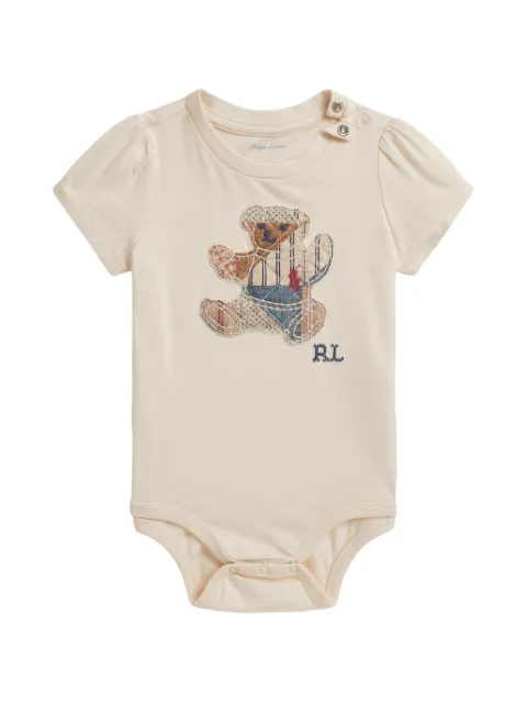 POLO RALPH LAUREN KIDS patchwork bear cotton bodysuit