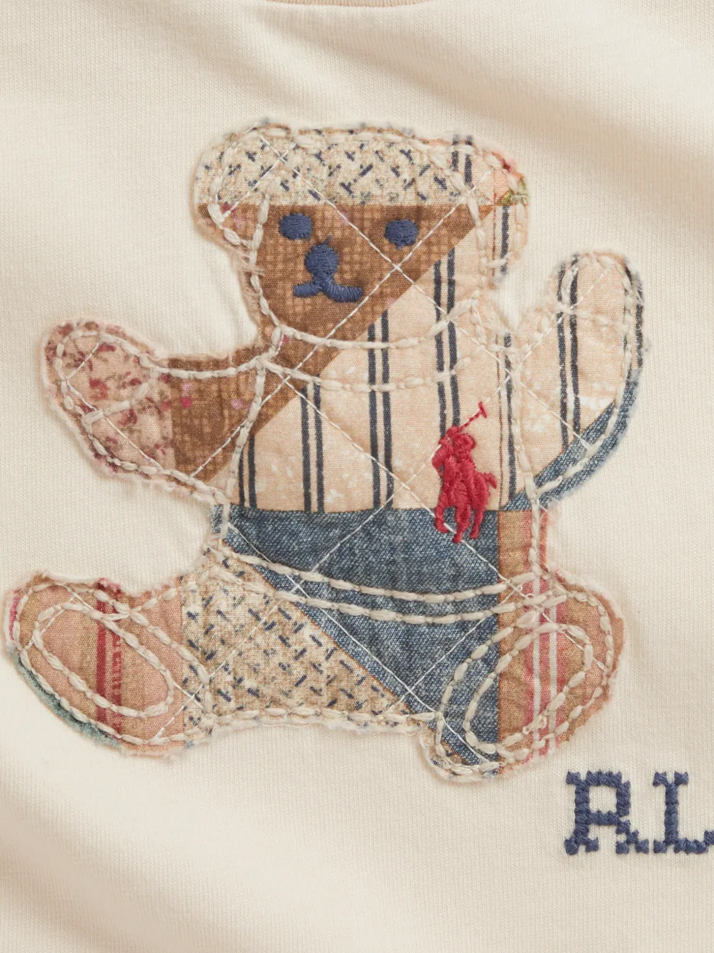 POLO RALPH LAUREN KIDS Katoenen body met beerpatch Beige