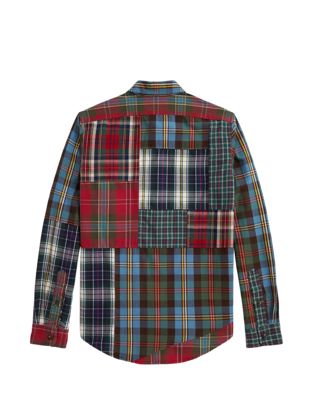 Polo Ralph Lauren Classic Fit geruit Oxford overhemd met patchwork Blauw