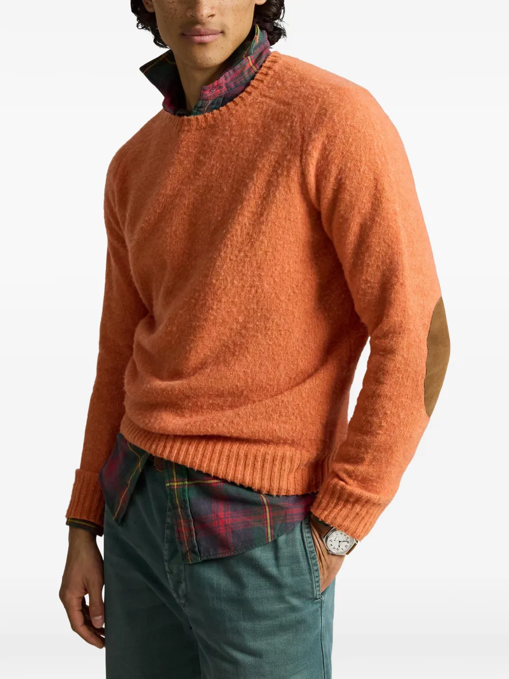 Polo Ralph Lauren Trui met elleboogpatch en raglan mouwen Oranje
