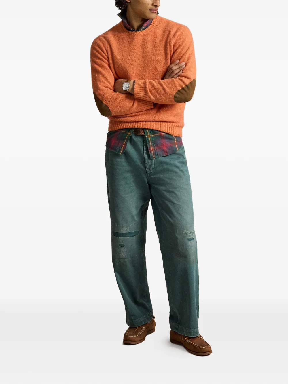 Polo Ralph Lauren Trui met elleboogpatch en raglan mouwen Oranje