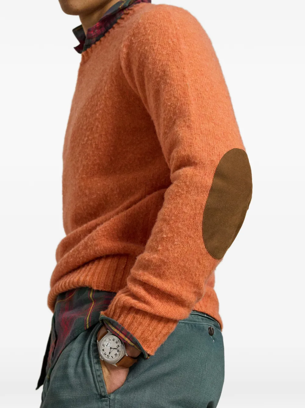 Polo Ralph Lauren Trui met elleboogpatch en raglan mouwen Oranje