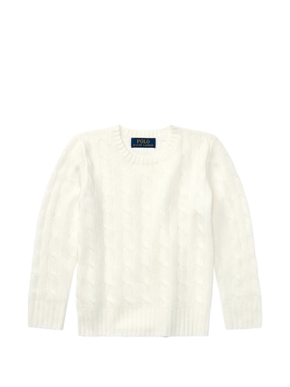 POLO RALPH LAUREN KIDS Maglione girocollo in maglia a trecce - Bianco