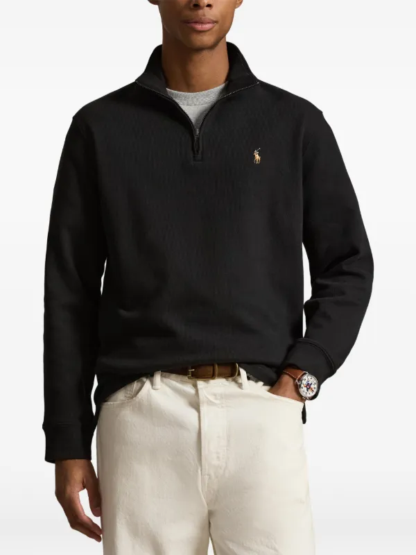Polo Ralph Lauren logo-embroidered quarter-zip Pullover | Black