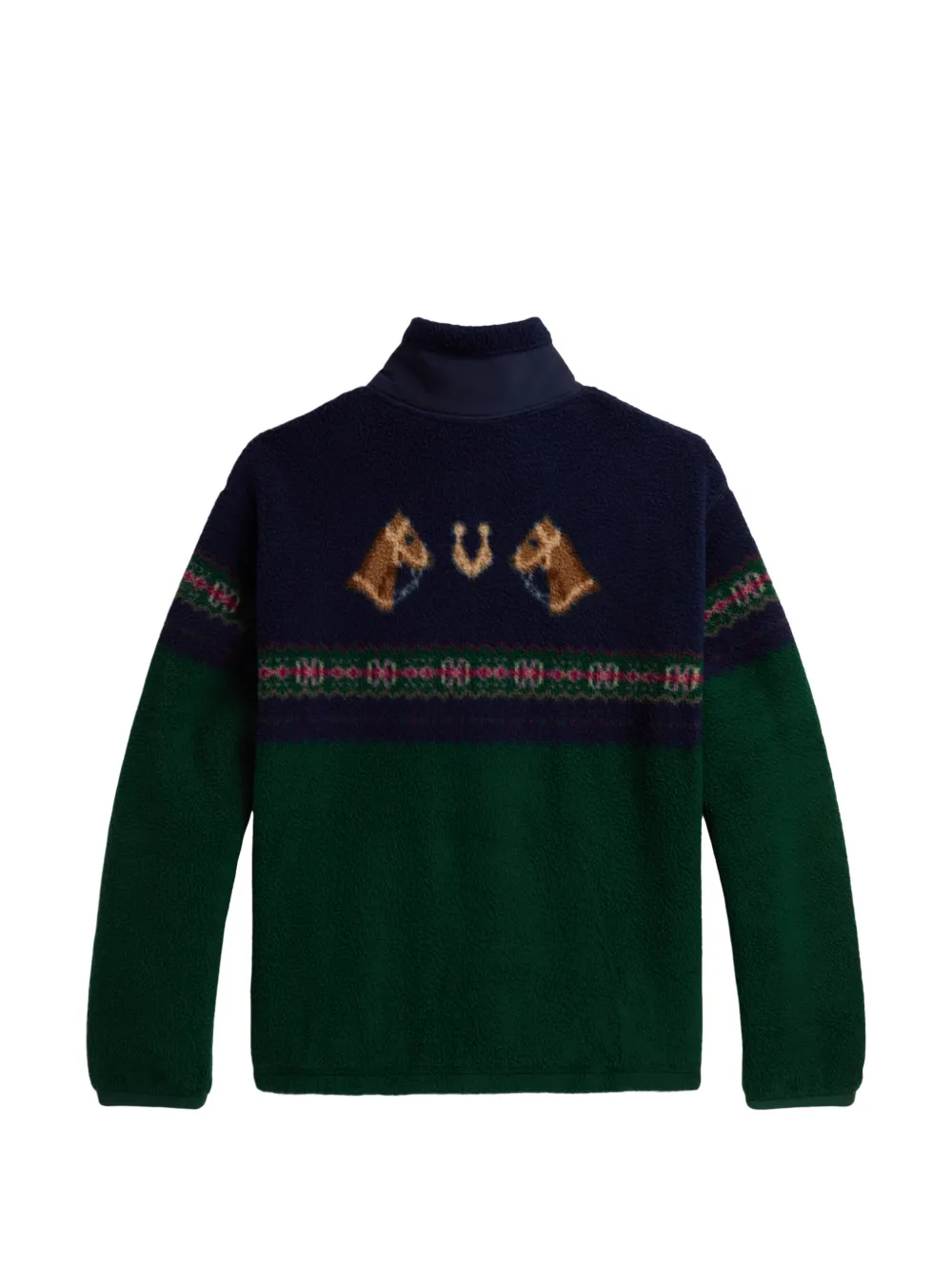 POLO RALPH LAUREN KIDS Fair Isle fleece sweater met paarden-patroon Groen