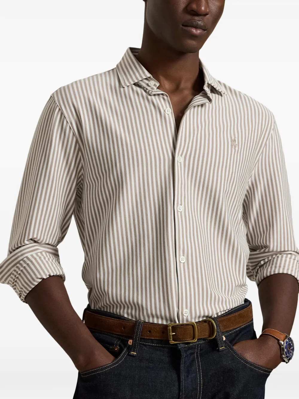 Polo Ralph Lauren Gestreept Oxford overhemd Beige
