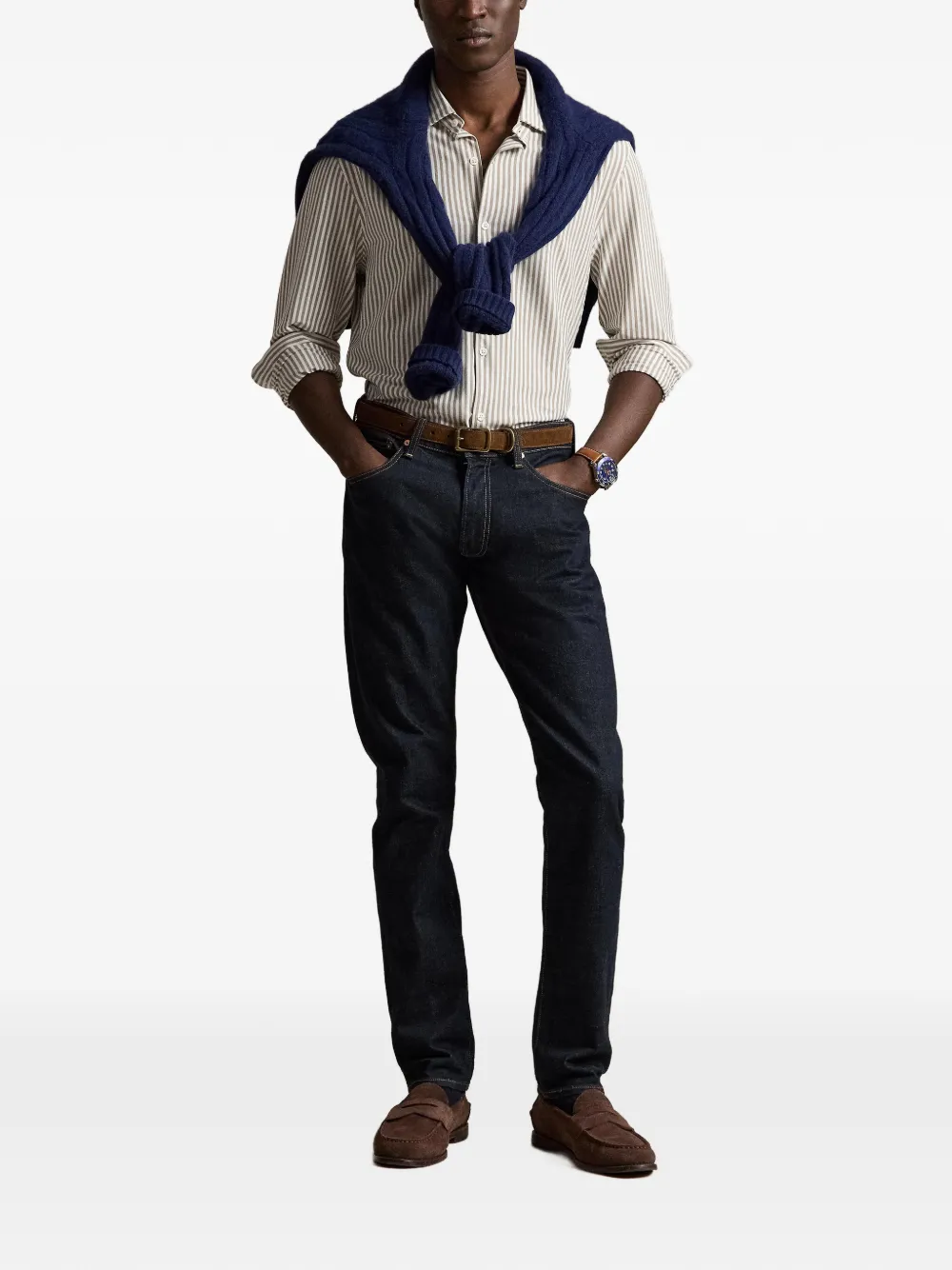 Polo Ralph Lauren Gestreept Oxford overhemd Beige