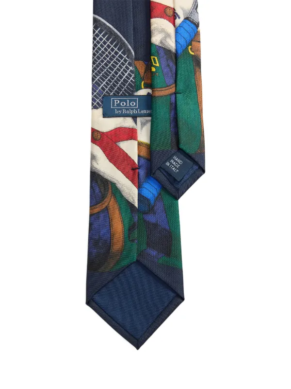 【新品タグ付】POLO Ralph Lauren/ネクタイ/シルク/イタリア製 Polo Ralph Lauren プリント シルクネクタイ | ブルー | FARFETCH JP