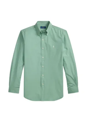 green net material for dresses Mens Western Modern Fit Cotton/Spandex Long Sleeve Green Shirt with Snaps S / Green