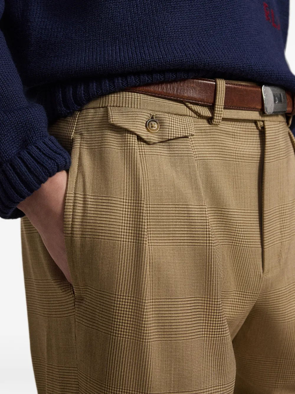 RLX Ralph Lauren Geruite plooibroek Beige