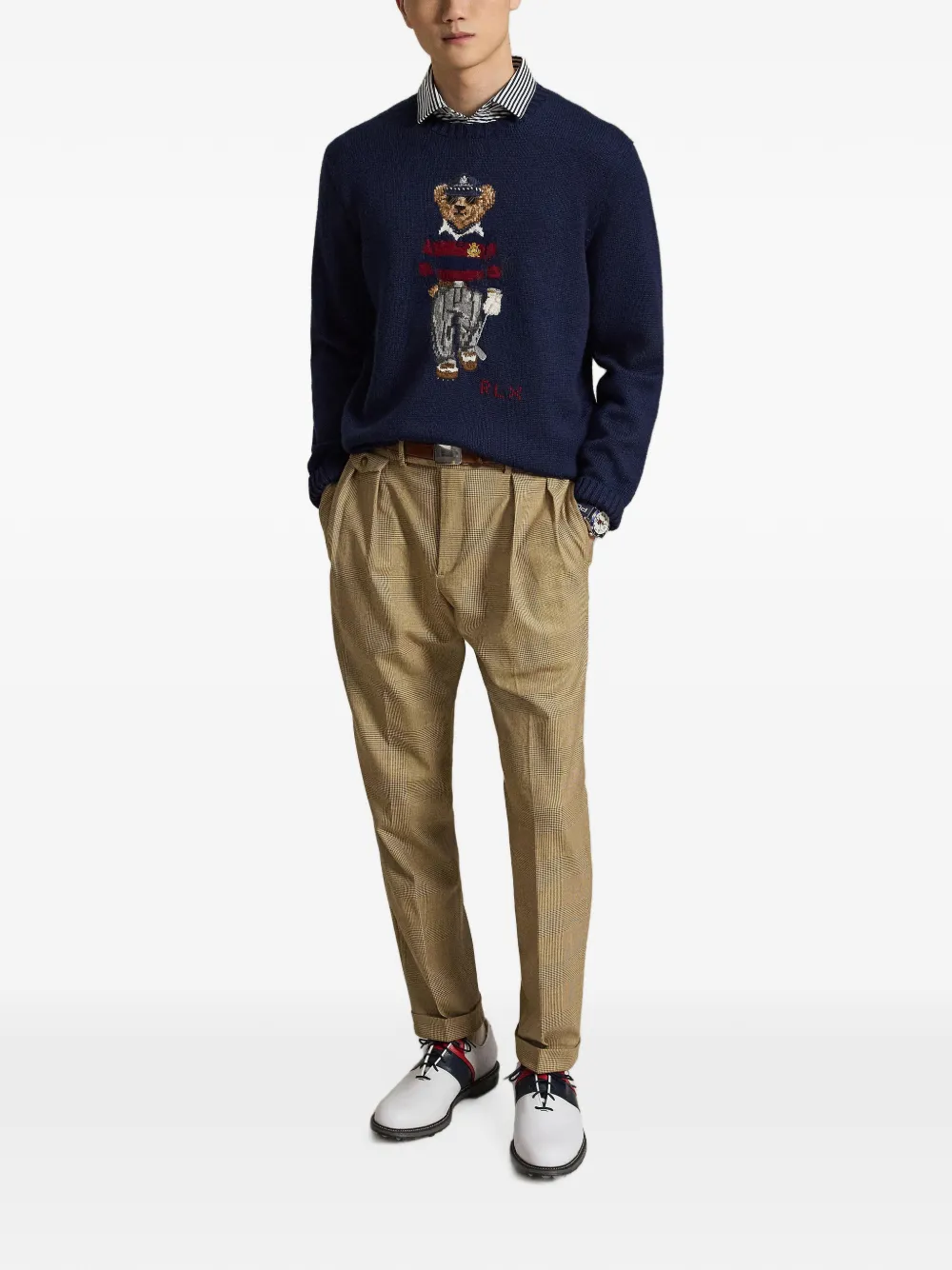 RLX Ralph Lauren Geruite plooibroek Beige