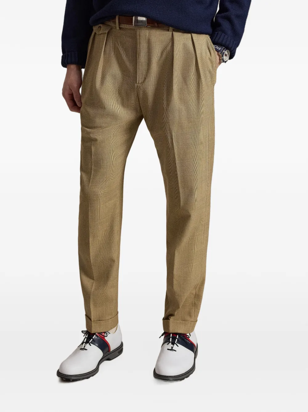 RLX Ralph Lauren Geruite plooibroek Beige