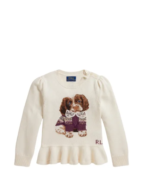 POLO RALPH LAUREN KIDS intarsia-knit peplum sweater