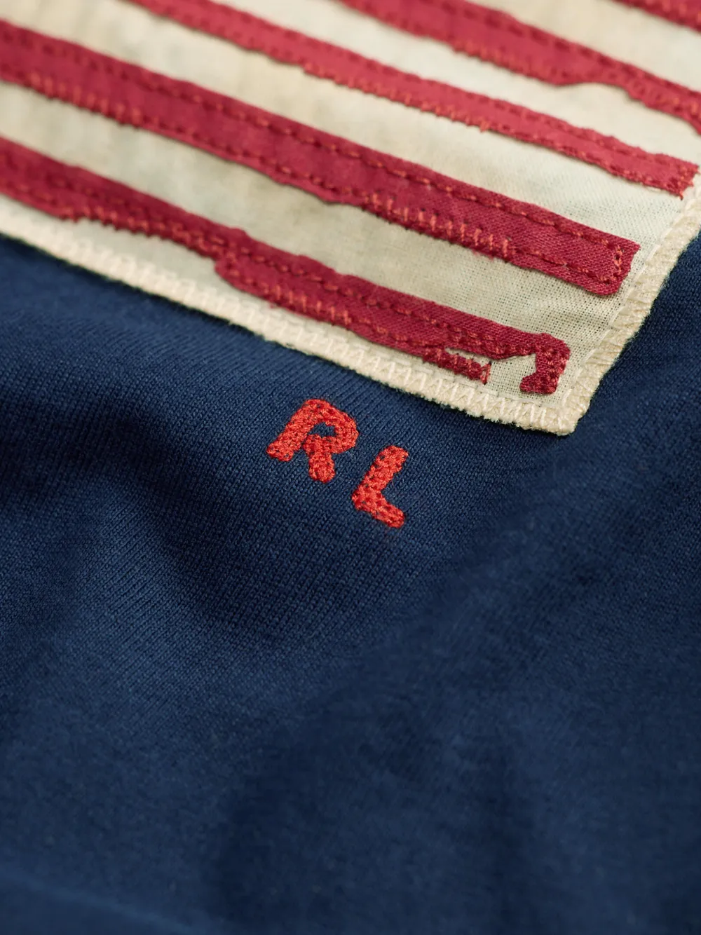 POLO RALPH LAUREN KIDS Katoenen T-shirt en shorts met vlag-applicatie Blauw