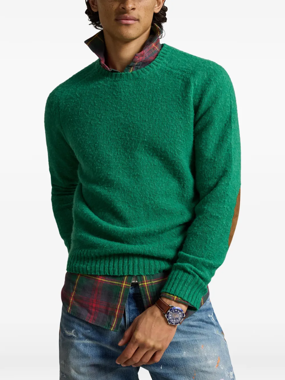 Polo Ralph Lauren Trui met ronde hals en elleboogpatch Groen