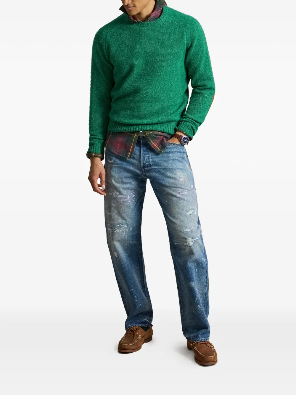 Polo Ralph Lauren Trui met ronde hals en elleboogpatch Groen