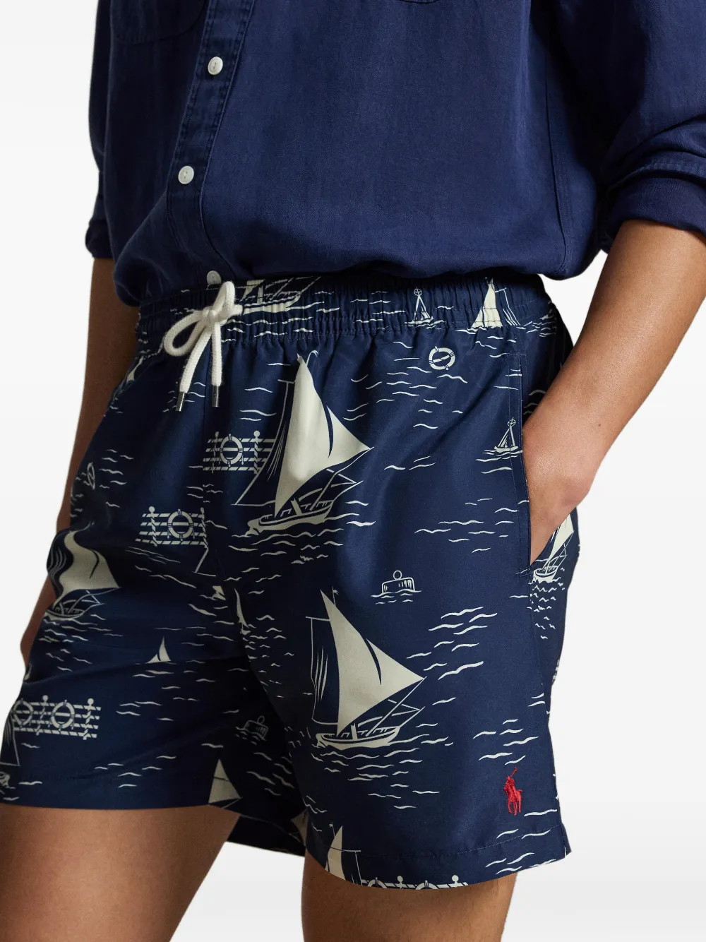 Polo Ralph Lauren Zwembroek met zeilbootprint Blauw