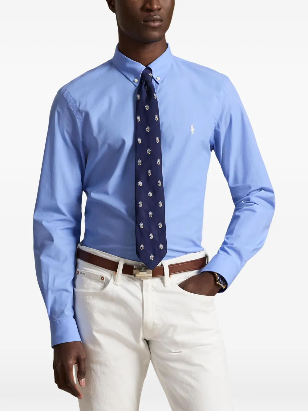 Polo Ralph Lauren Slim-fit overhemd van stretch-popeline Blauw