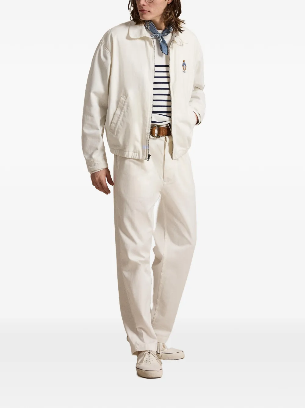 Polo Ralph Lauren Twill jack met geborduurde beer Wit