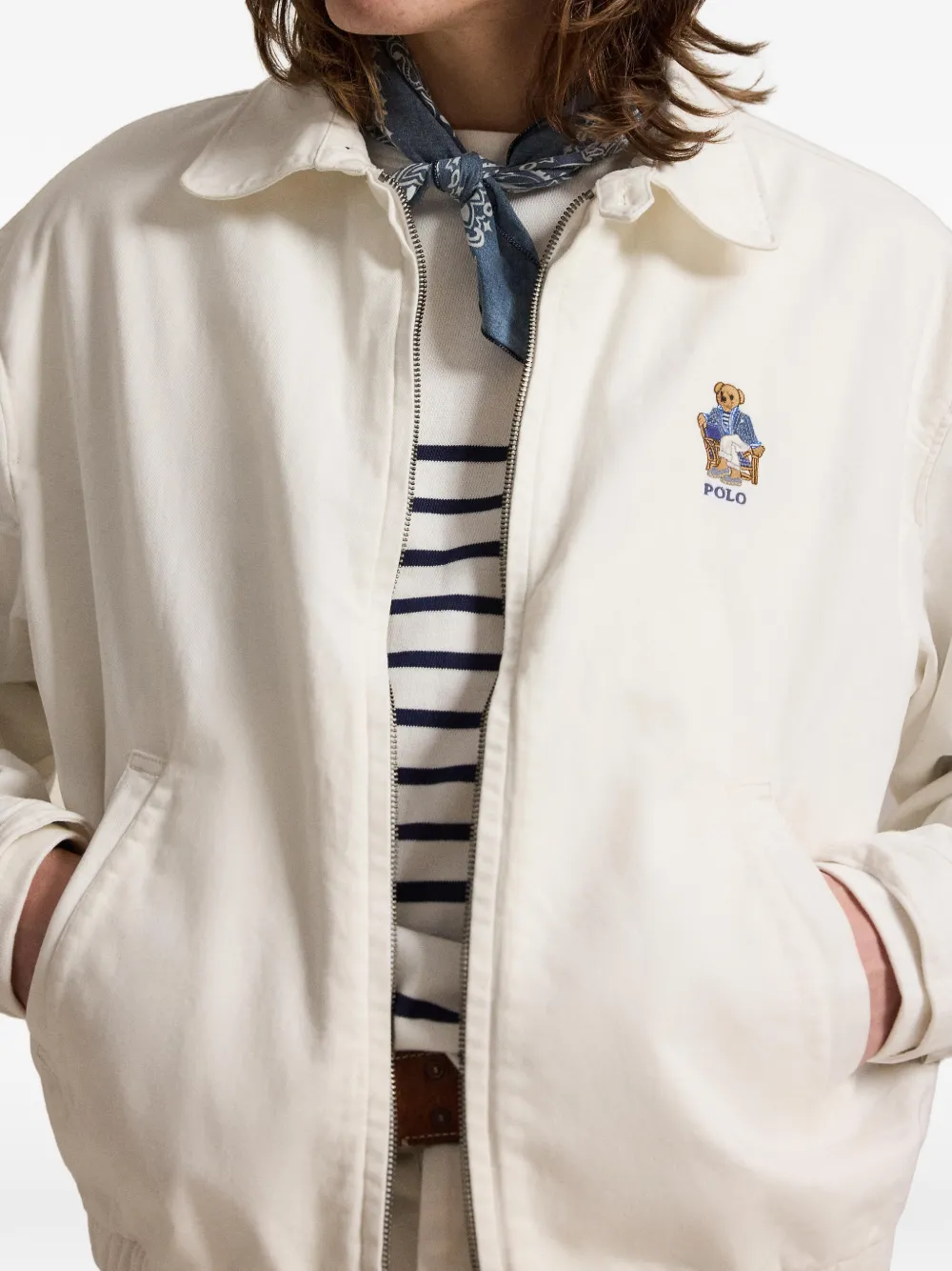 Polo Ralph Lauren Twill jack met geborduurde beer Wit
