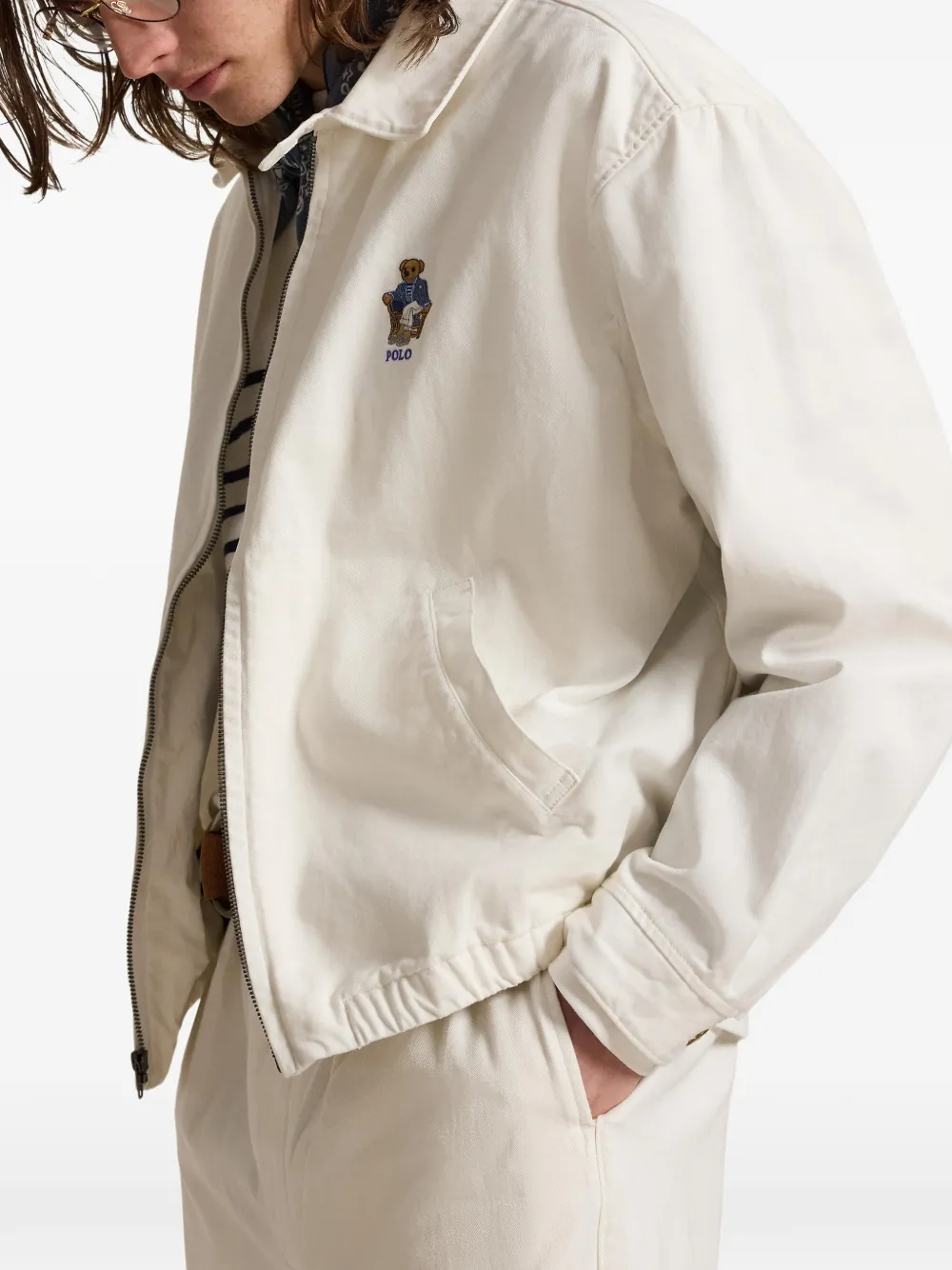 Polo Ralph Lauren Twill jack met geborduurde beer Wit
