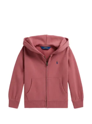 POLO RALPH LAUREN KIDS embroidered-logo zip-up Hoodie | Pink