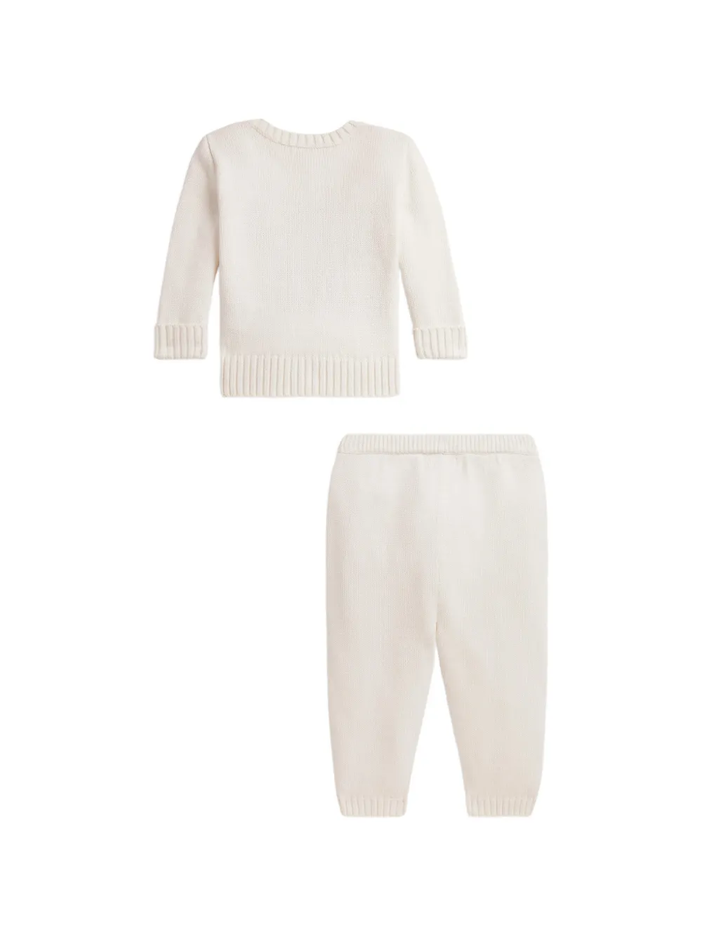 POLO RALPH LAUREN KIDS Polo Bear intarsia gebreide katoenen trui en broek Wit