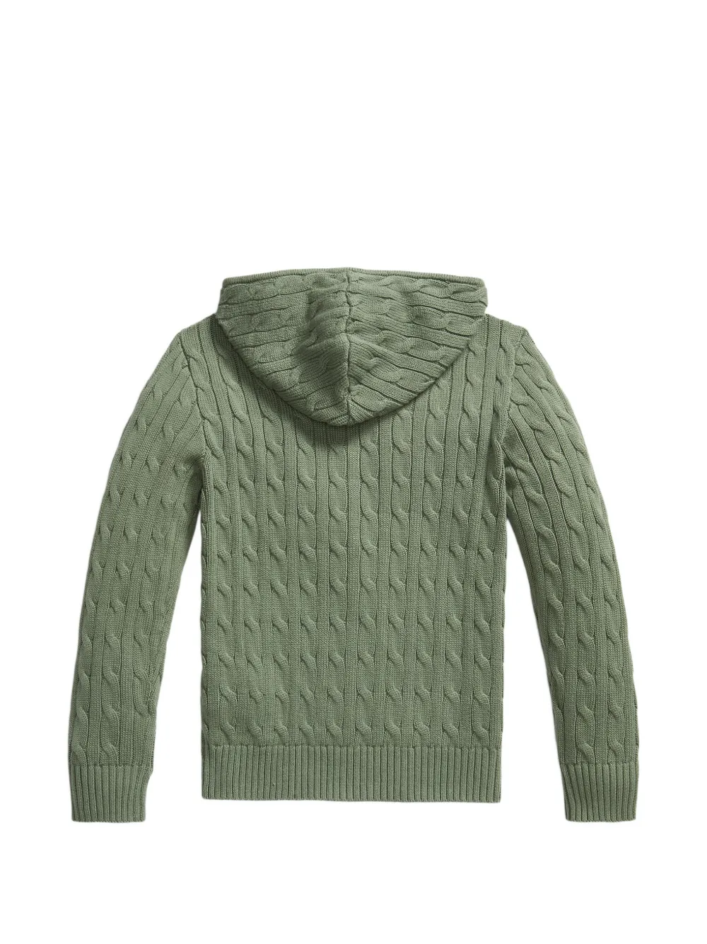 POLO RALPH LAUREN KIDS Kabelgebreide katoenen trui met logo-detail en rits Groen