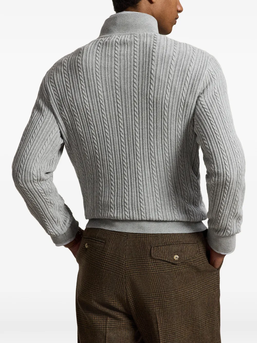 Polo Ralph Lauren Kabelgebreide trui met kwartrits Grijs