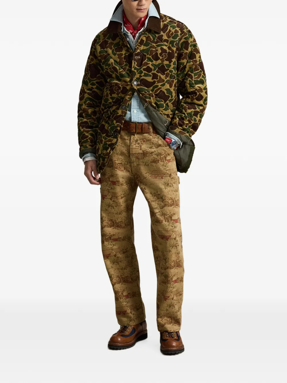 Polo Ralph Lauren Straight broek met landschapsprint Beige