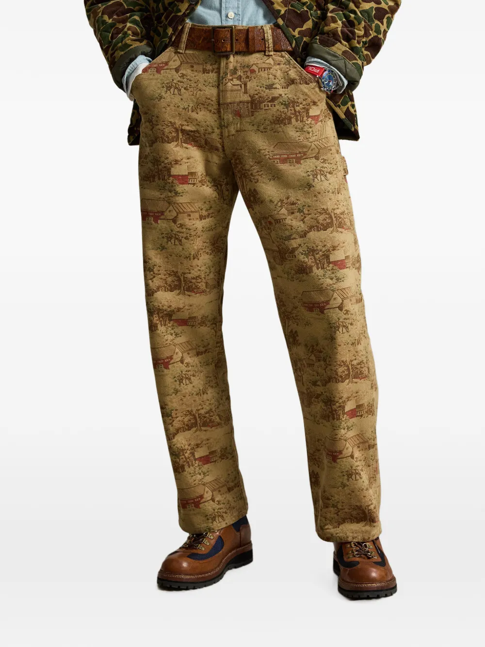 Polo Ralph Lauren Straight broek met landschapsprint Beige