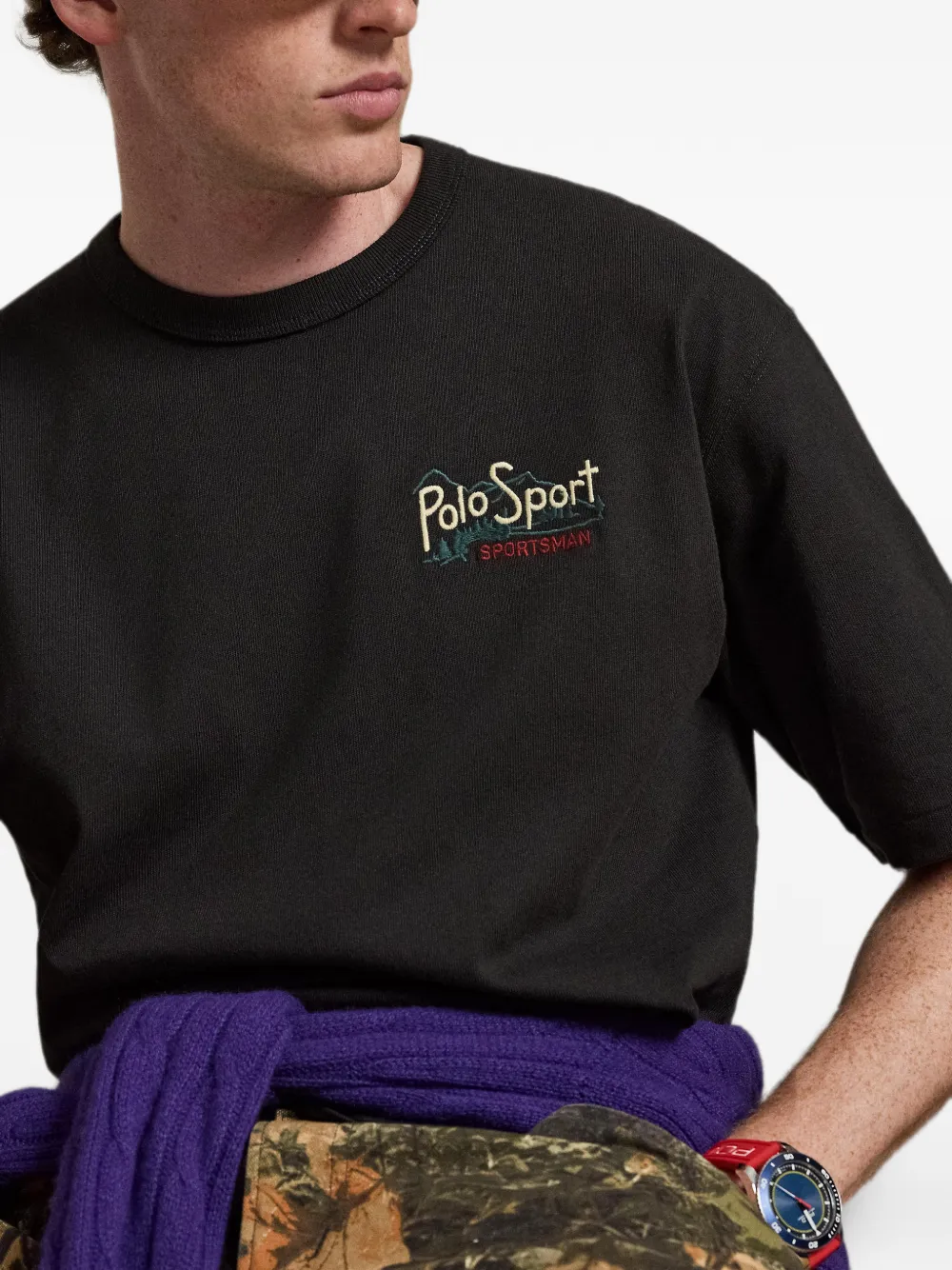 Polo Ralph Lauren Ruimvallend Polo Sport T-shirt Zwart