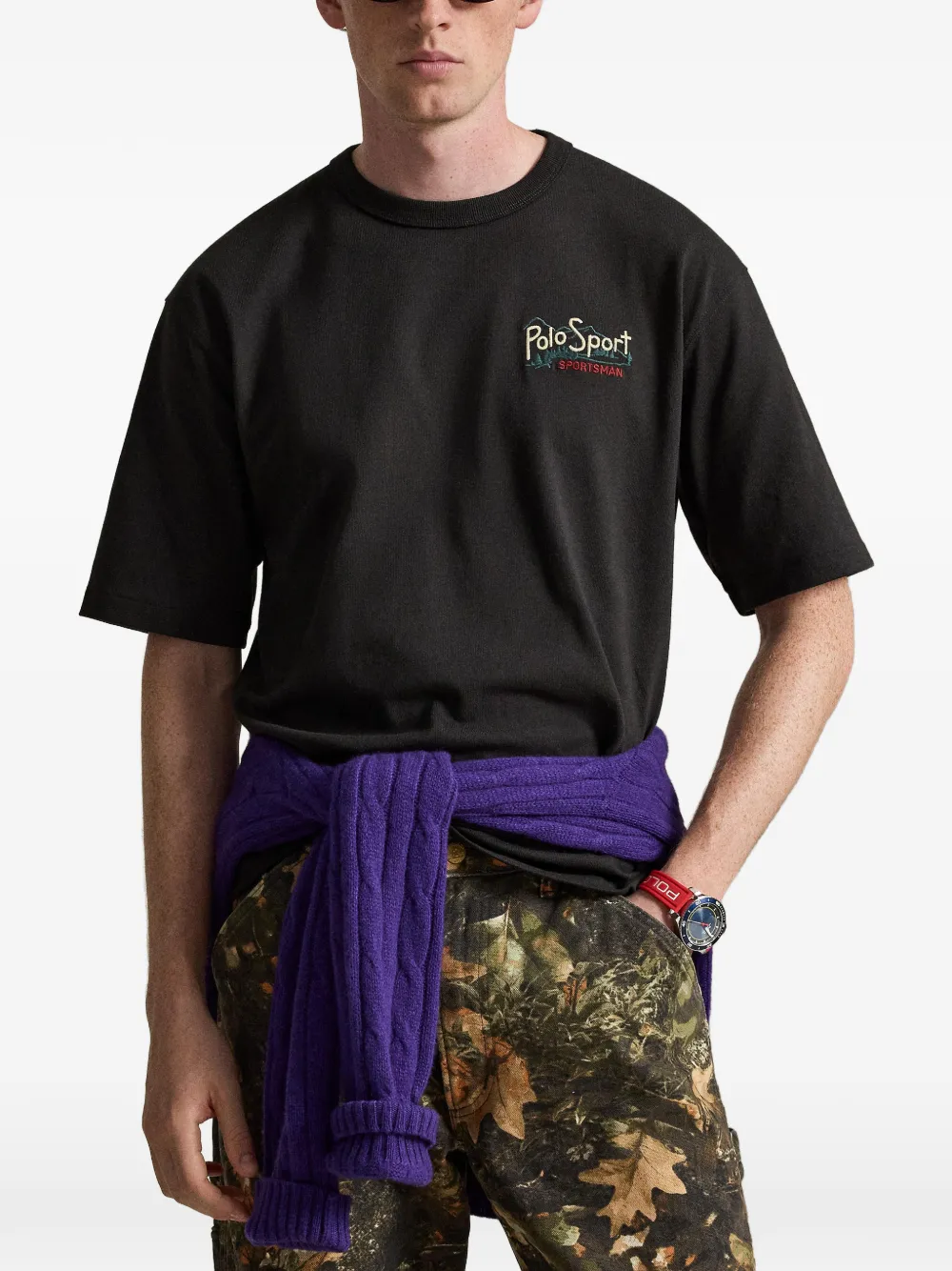 Polo Ralph Lauren Ruimvallend Polo Sport T-shirt Zwart