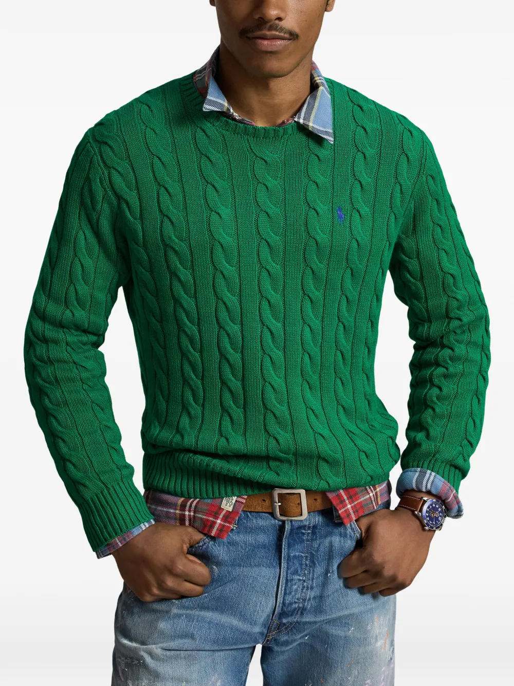 Polo Ralph Lauren Kabelgebreide trui met borduurwerk Groen