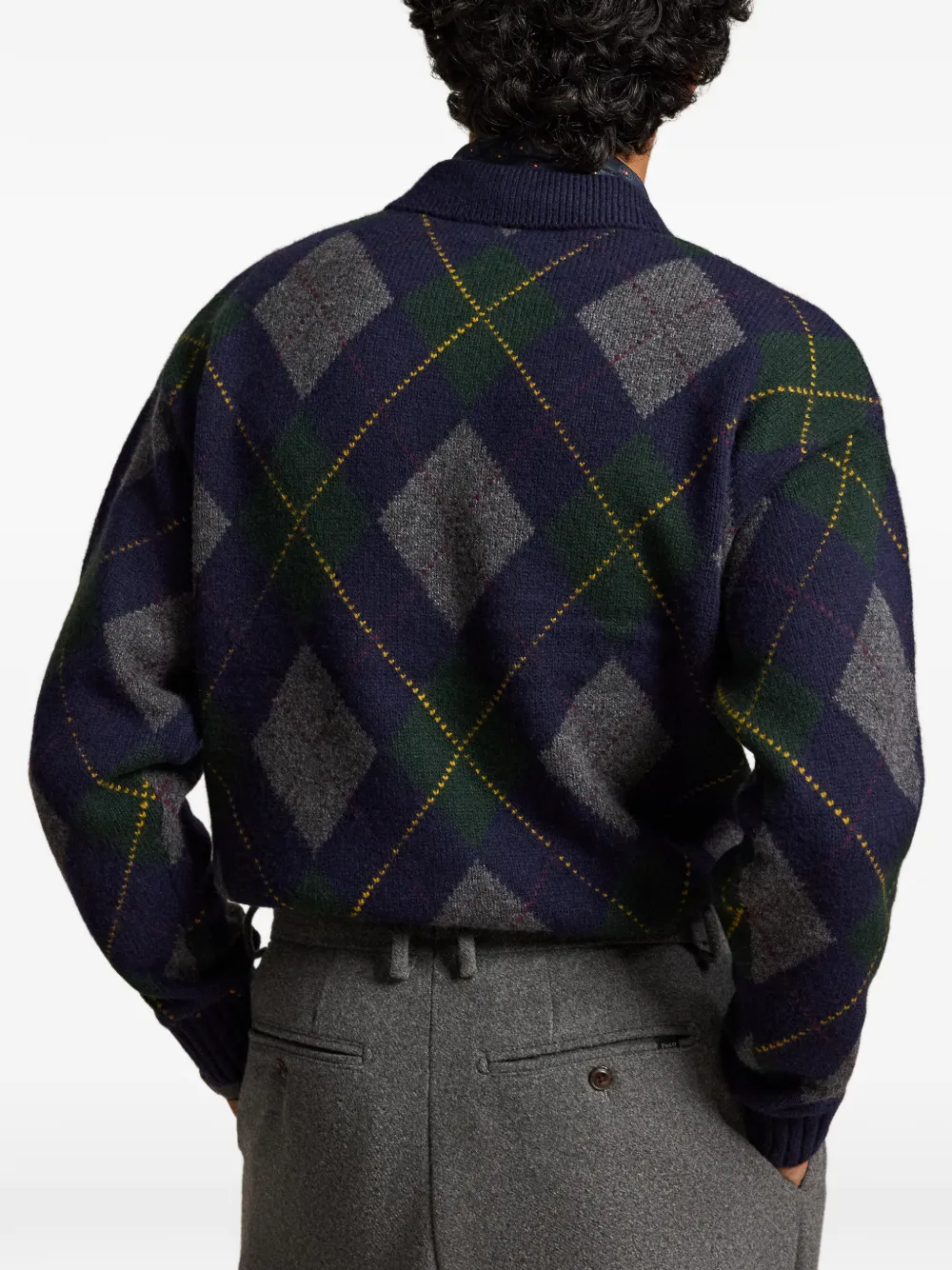 Polo Ralph Lauren Ruimvallende trui van argyle-wol-mohair Blauw